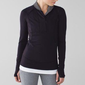 LULULEMON Think Fast Pullover Black / Parallel Stripe Black White